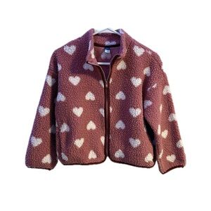 Old Navy Kids Fleece Jacket - Pink with White Hearts